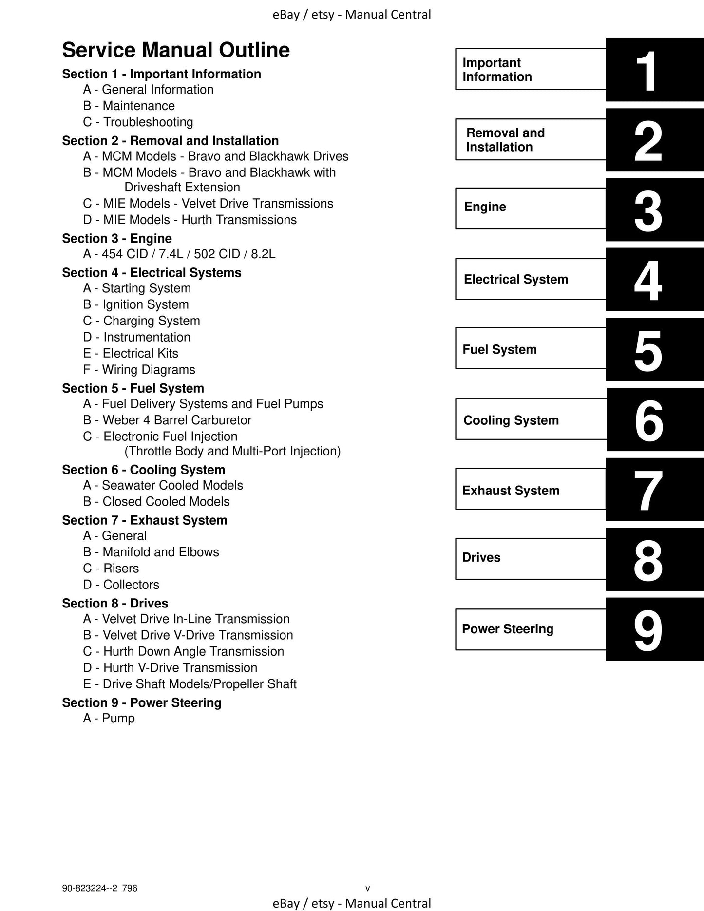 Mercury Mercruiser Service Manual 16 - Marine Engines GM V-8 454 CID (7.4L) 502 CID (8.2L)