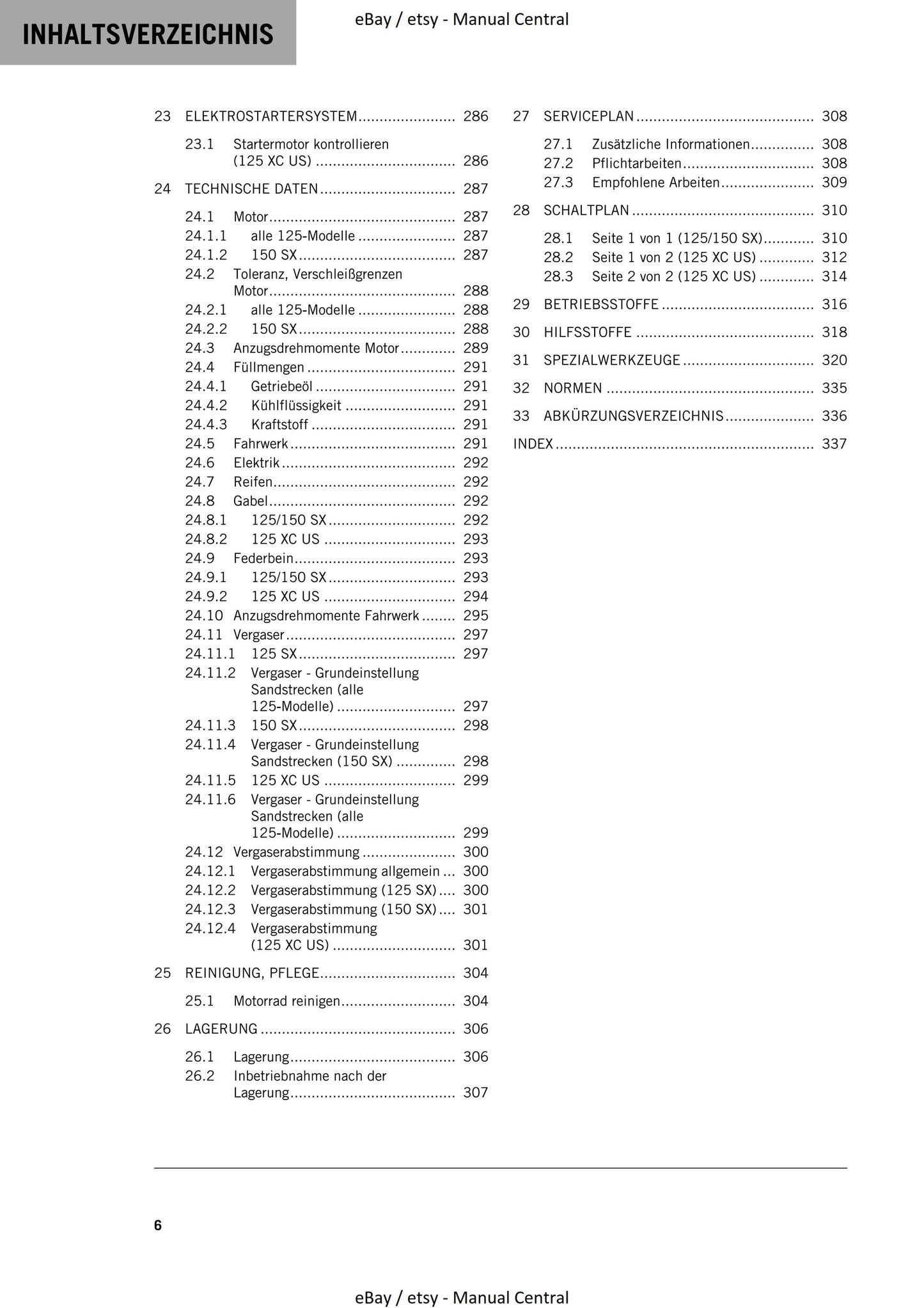 German Language - KTM 2021 - 125 150 SX XC - Reparaturanleitung - Service Workshop Repair Manual