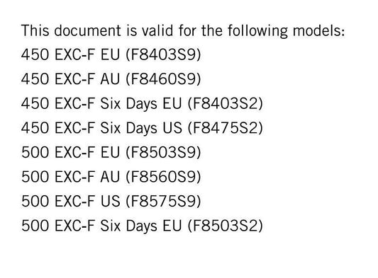 KTM 2019 - 450 500 Exc-f Six Days - Service Workshop Repair Manual