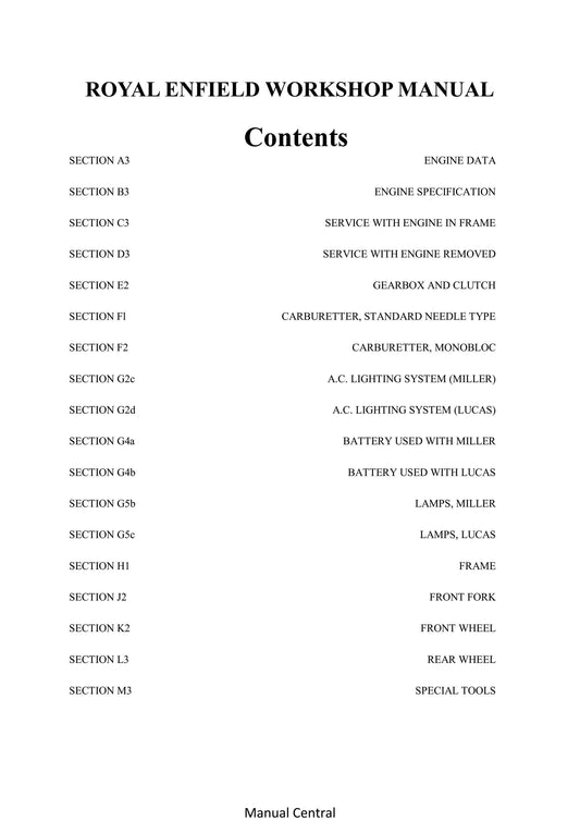 1954 to 1957 Royal Enfield Spring Frame O.H.V, 250cc Clipper Workshop Service Repair Manual