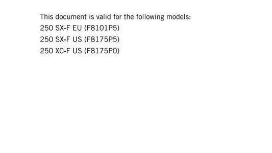 KTM 2016 - 250 SX-F XC-F - Service Workshop Repair Manual