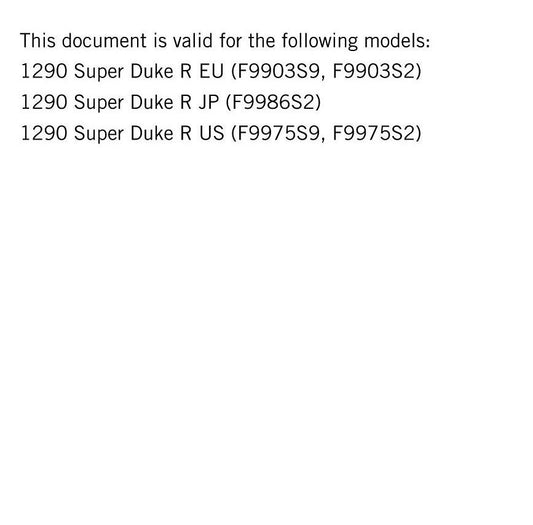 KTM 2019 - 1290 Super Duke R - Service Workshop Repair Manual
