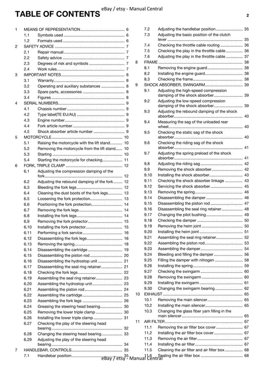 Husqvarna 2014 - TE 250 300 Eu Au Us- Service Workshop Repair Manual