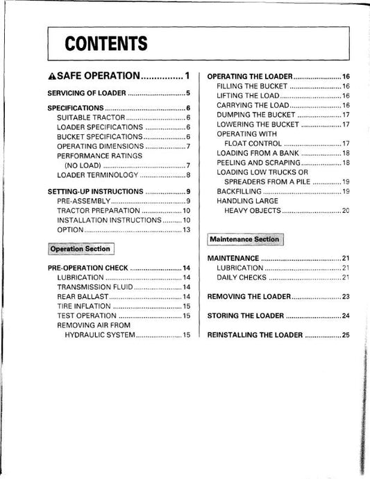Kubota Front Loader - LA211 - Operator Manual