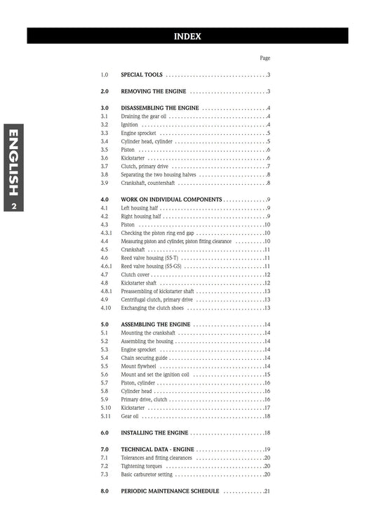 KTM S5-E S5-T S5-GS - Engine Workshop Service Repair Manual - 03/1997 Edition - English Language Only
