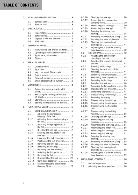KTM 2014 - 450 500 Exc Six Days Xc-w - Service Workshop Repair Manual