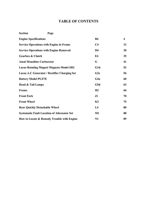 1955 to 1958 Indian Trailblazer, Apache Workshop Service Repair Manual