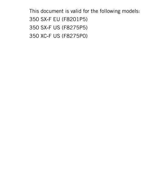 KTM 2016 - 350 SX-F XC-F - Service Workshop Repair Manual