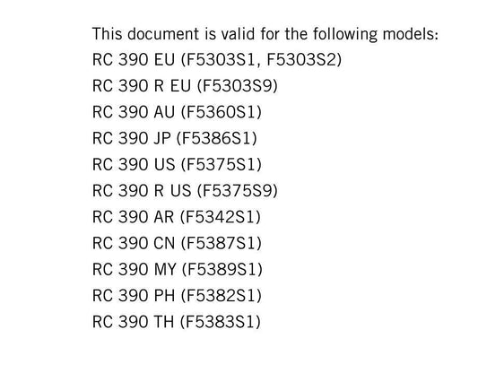 KTM 2019 - RC 390 - Service Workshop Repair Manual
