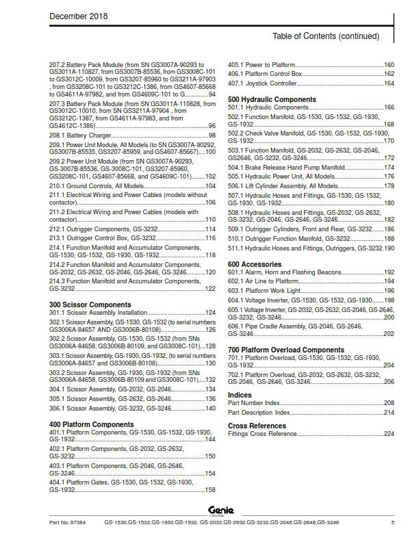 Genie - Parts Manual - Gs-1530 Gs-1532 Gs-1930 Gs-1932 Gs-2032 Gs-2632 Gs-3232 Gs-2046 Gs-2646 Gs-3246 - Dec 18