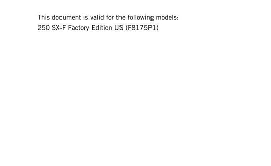 KTM 2016 - 250 SX-F Factory Edition - Service Workshop Repair Manual
