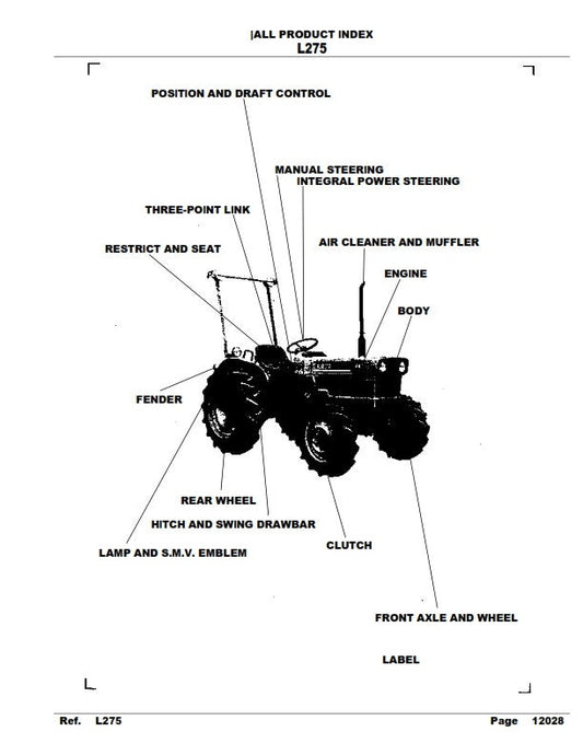 Kubota Tractor - L275 - Parts Manual