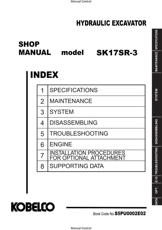 Kobelco - Compact Crawler Excavtor - SK17SR-3 - Workshop Service Repair Manual