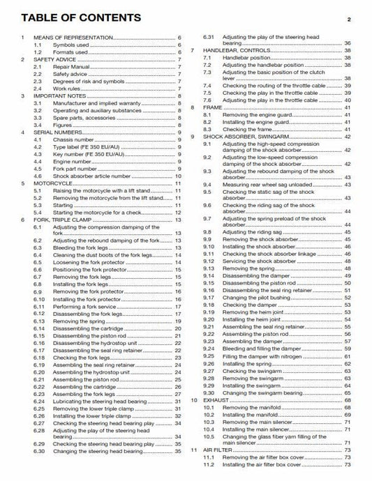 Husqvarna 2014 - Fe 350 EU AU US - Service Workshop Repair Manual
