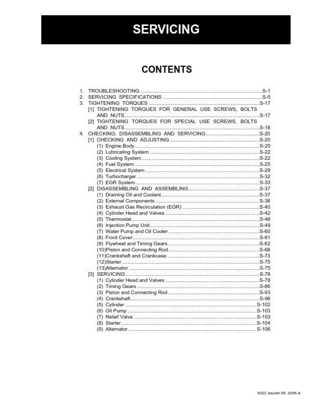 Kubota Diesel Engine - 07-E3B Series - V26007 V3007 V3307 - Workshop Service Repair Manual