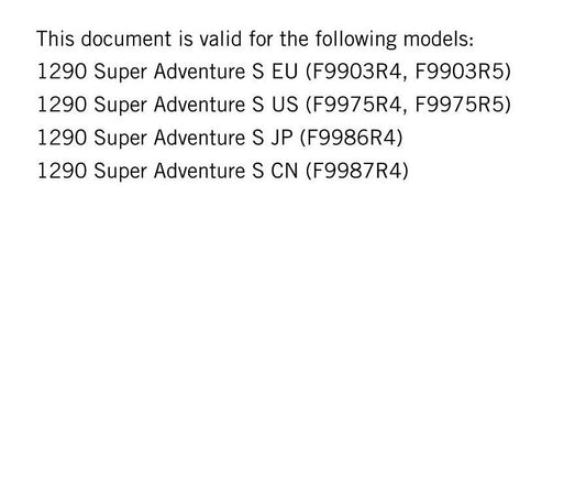 KTM 2018 - 1290 Super Adventure S - Service Workshop Repair Manual