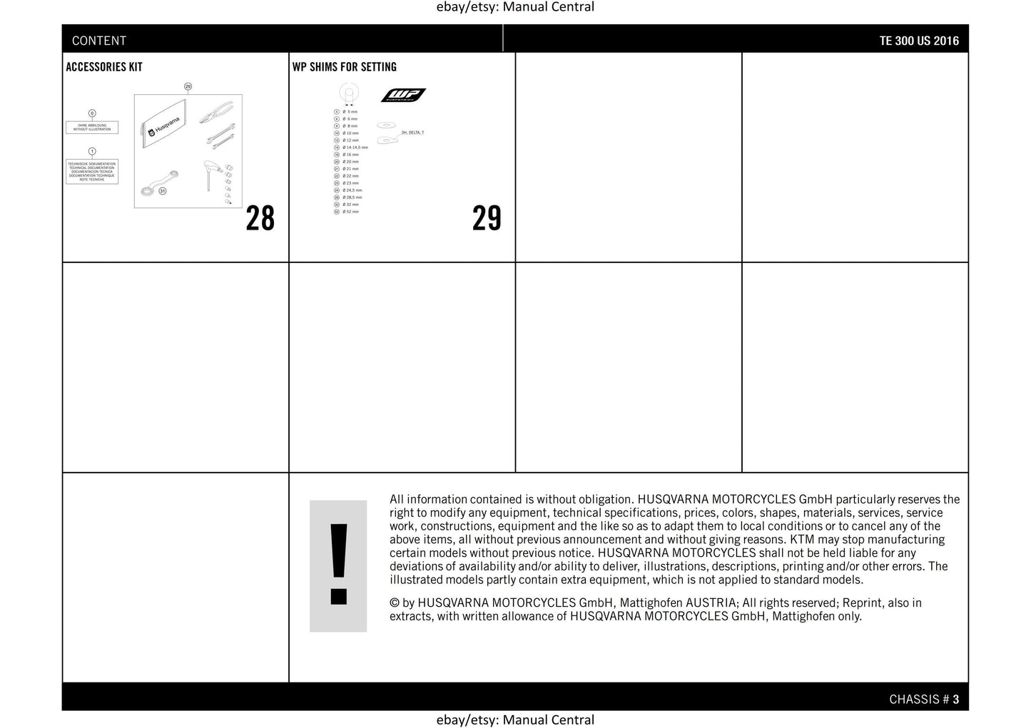 Husqvarna 2016 TE 300 US- Parts Manual Catalog