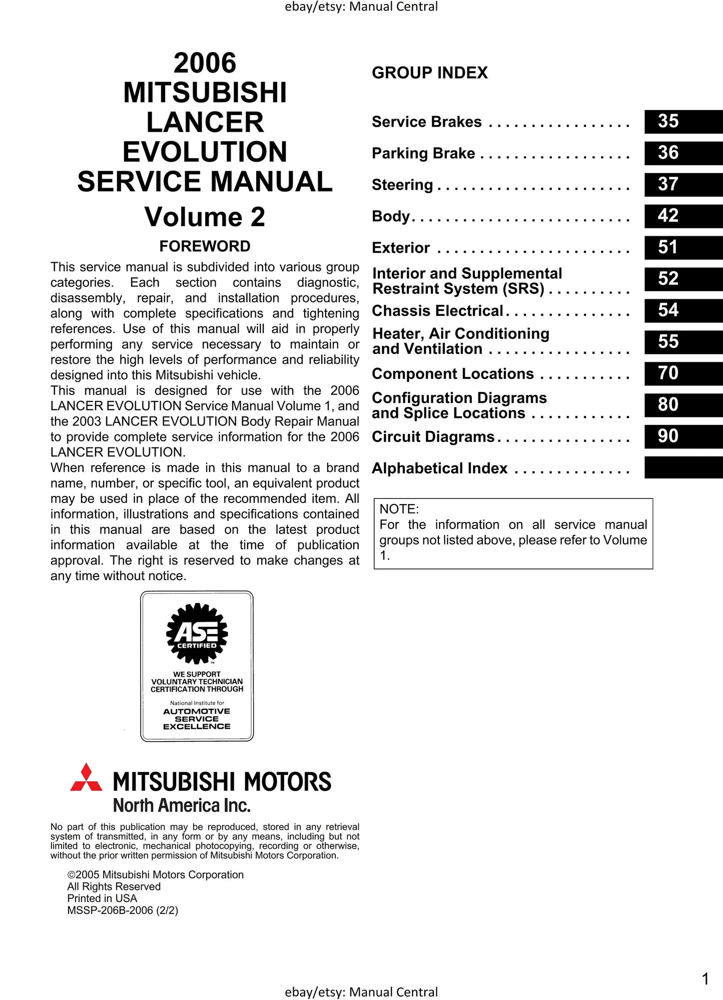 Mitsubishi Lancer Evolution Evo IX 9 - Supplement - Workshop Service Repair Manual