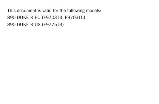 KTM 2020 - 890 Duke R - Service Workshop Repair Manual