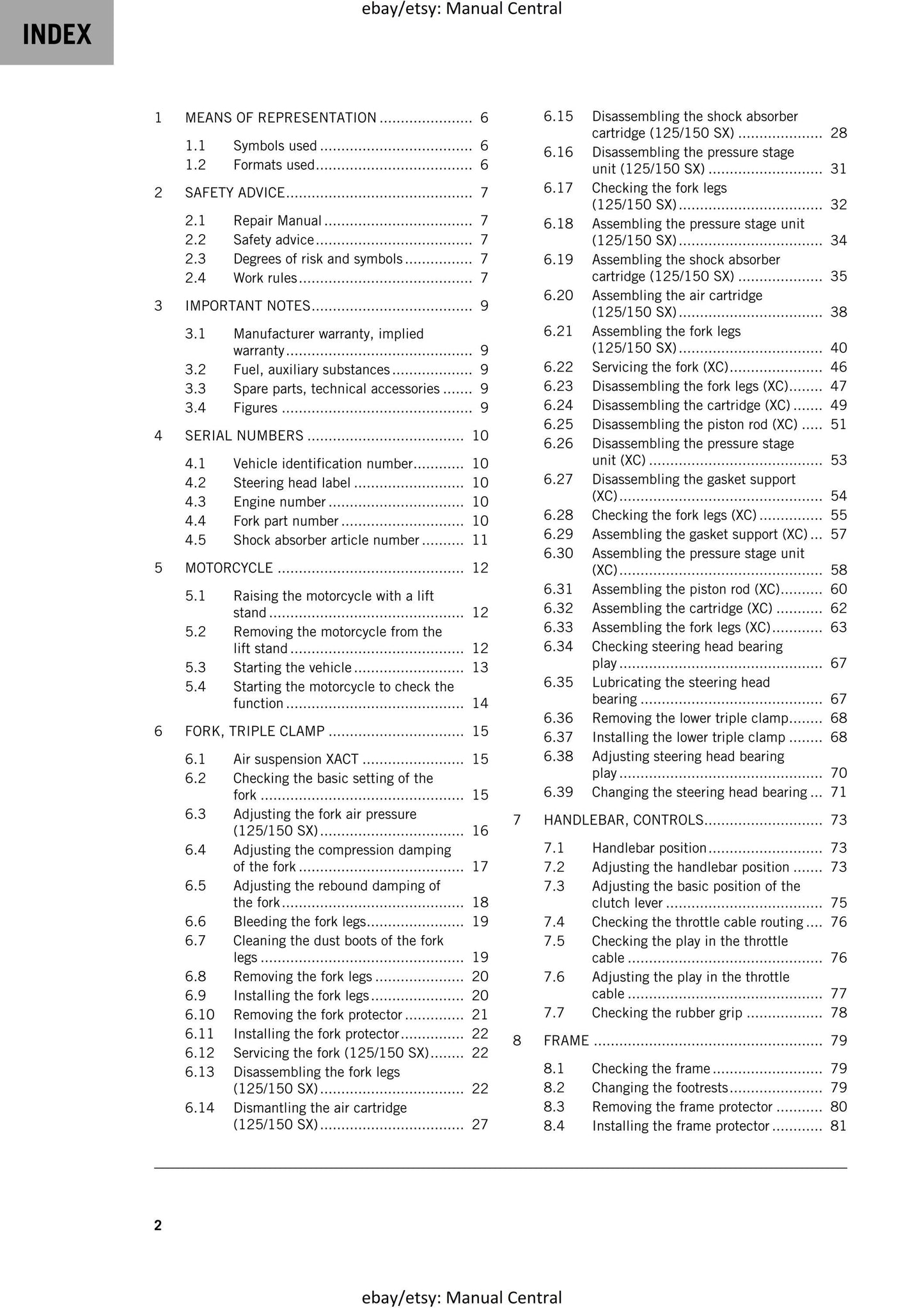 KTM 2025 - 125 150 Sx Xc - Service Workshop Repair Manual