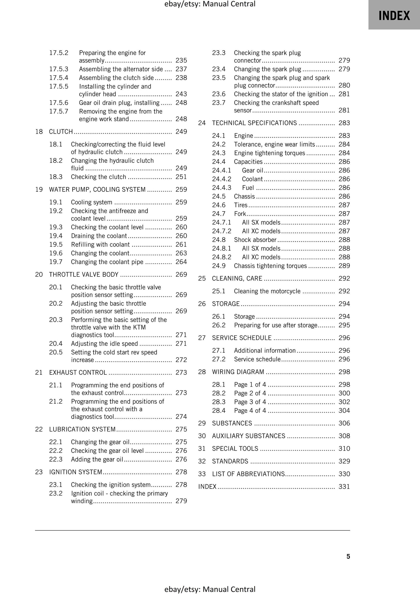 KTM 2024 - 250 300 Xc Sx - Service Workshop Repair Manual