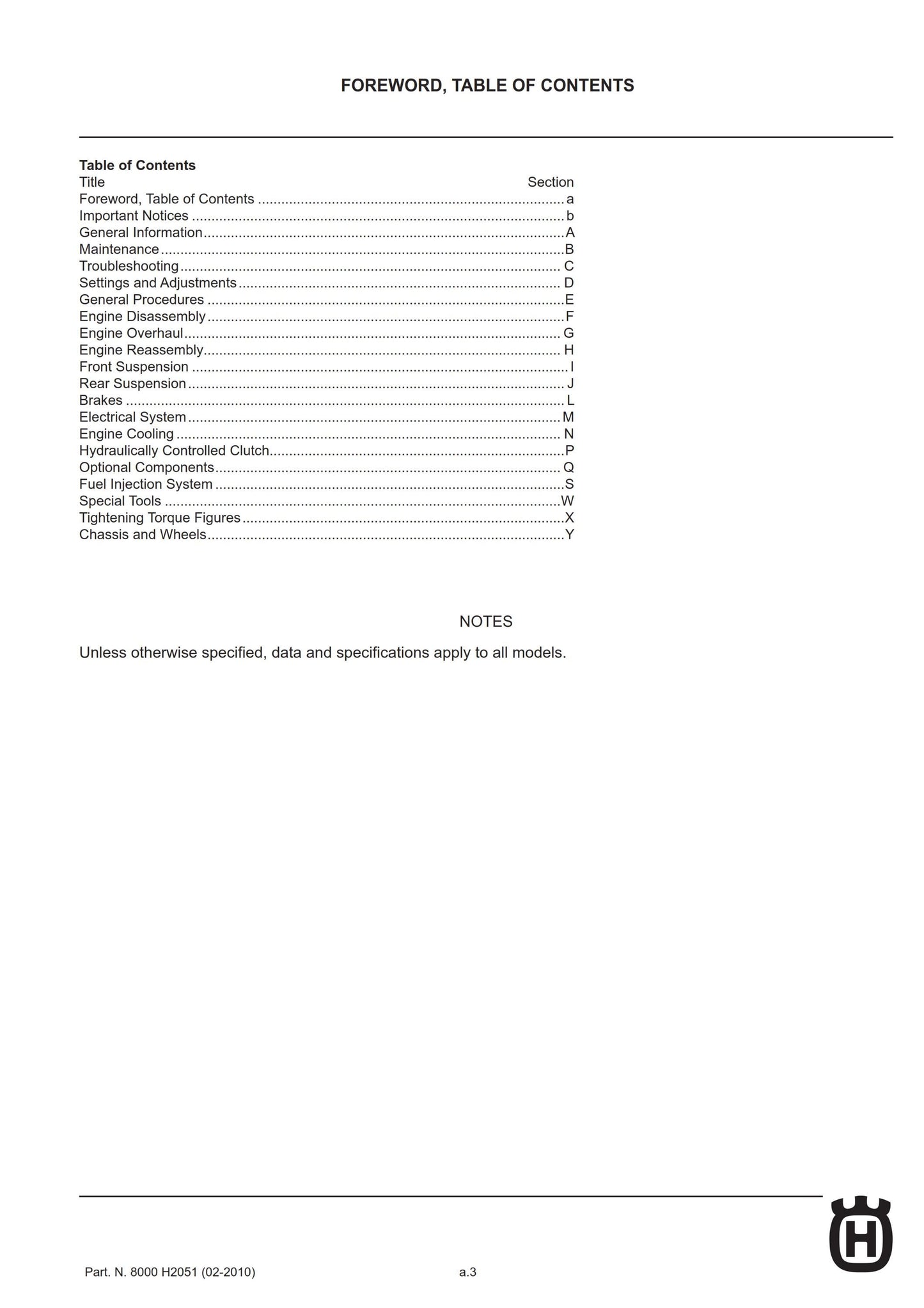 Husqvarna 2011 - TE Sms 630 - Service Workshop Repair Manual