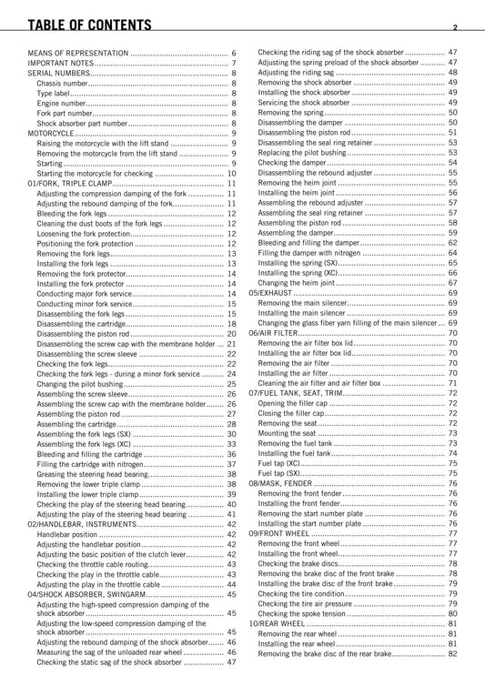 KTM 2011 - 250 300 SX XC - Service Workshop Repair Manual