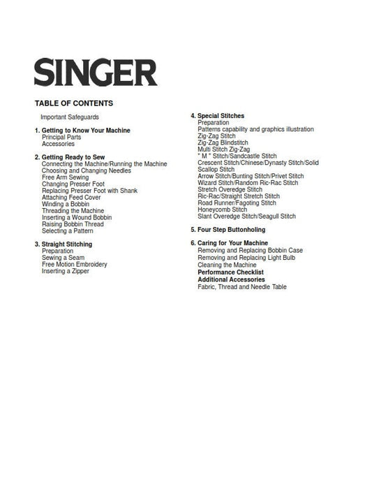 Singer - 5 8 10 16 22 Pattern Sewing Machines - Instruction User Manual
