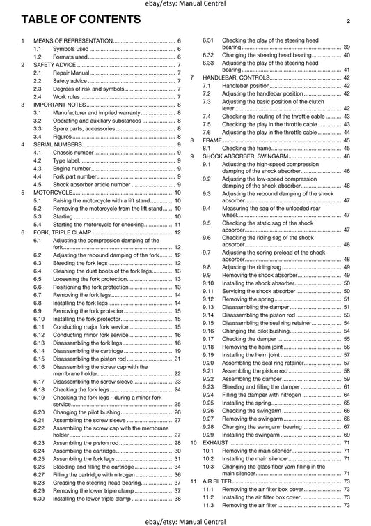 Husqvarna 2014 - TC 125 EU - Service Workshop Repair Manual