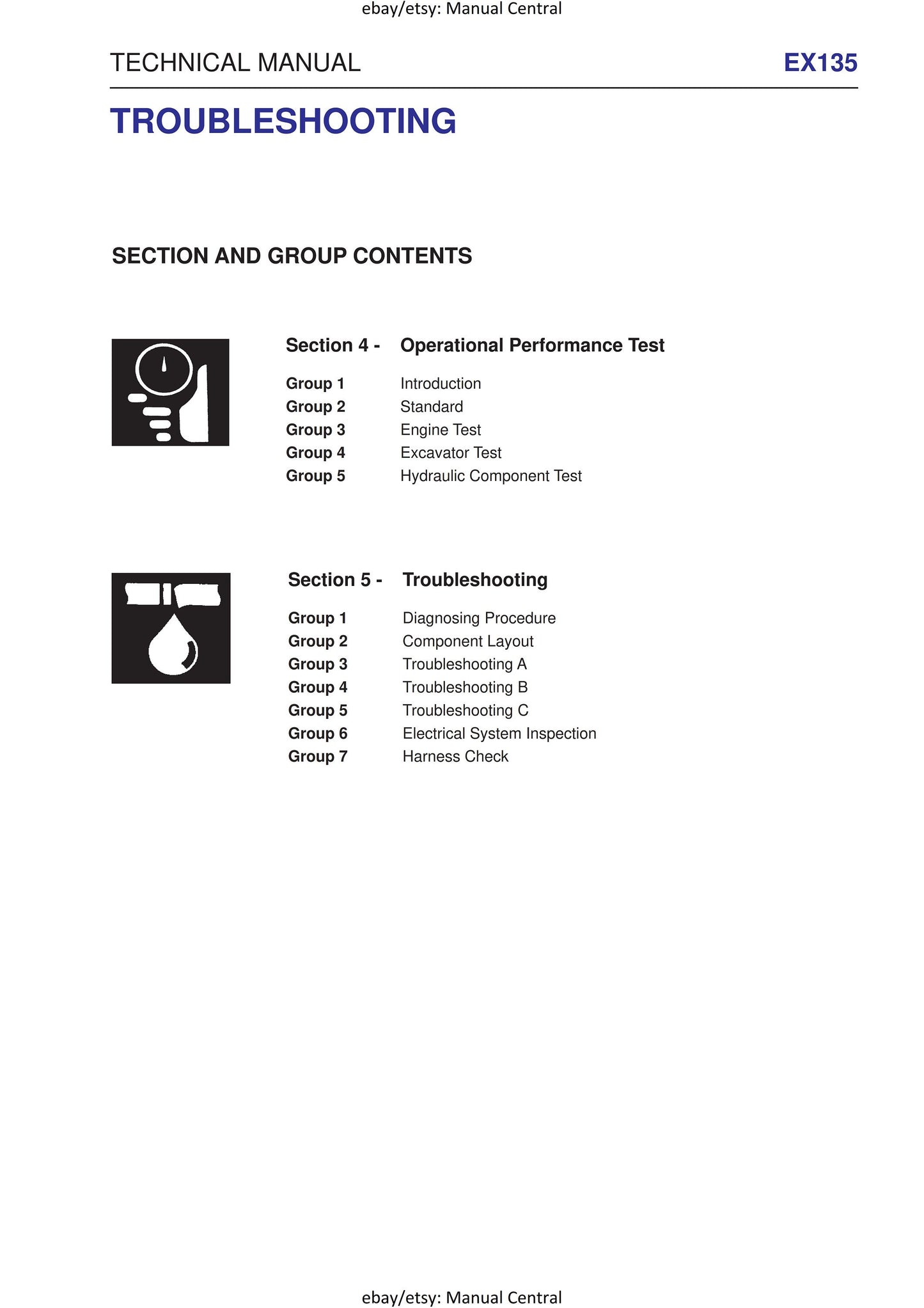 Fiat Kobelco - EX135 Excavator - Technical Manual - Troubleshooting
