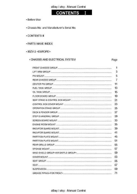 Kawasaki 90ZV-2 Wheel Loader - Part Catalog Manual