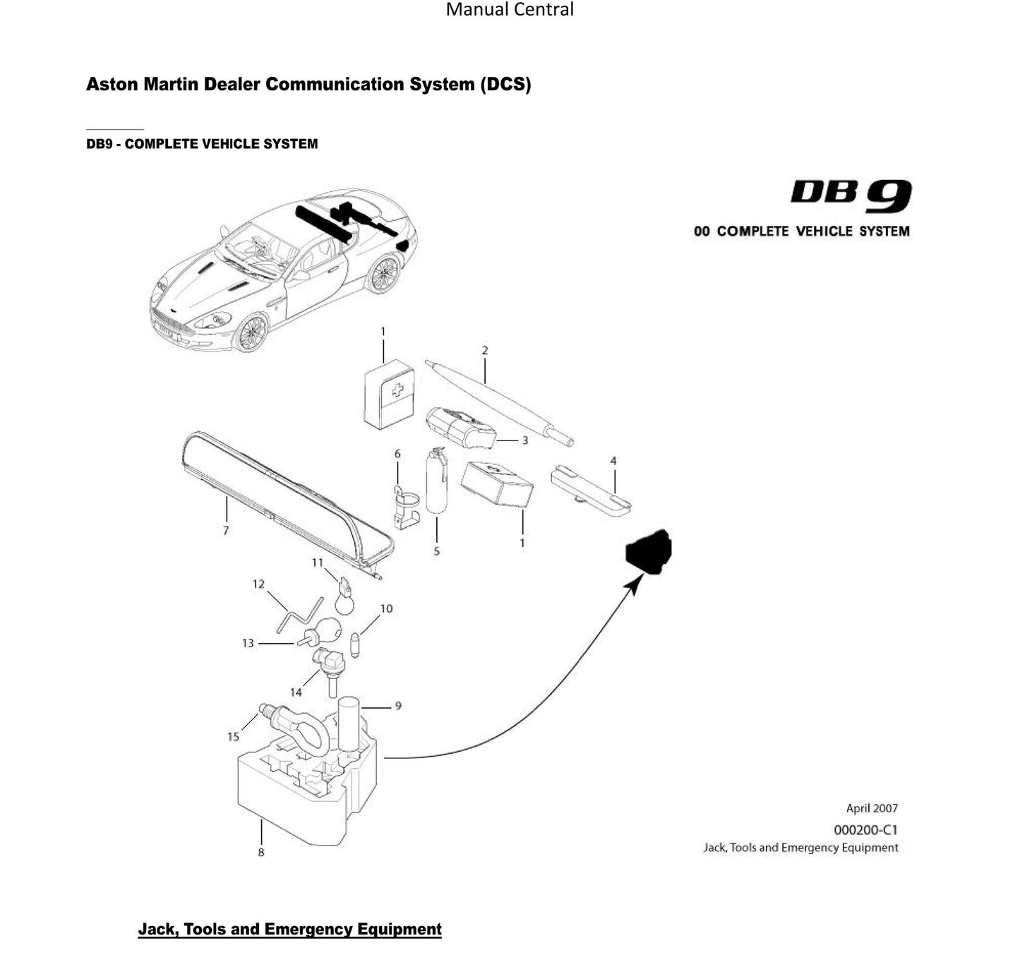 Aston Martin DB9 & Volante - 2004 2005 2006 2007 2008 2009 2010 2011 2012 - Parts Manual