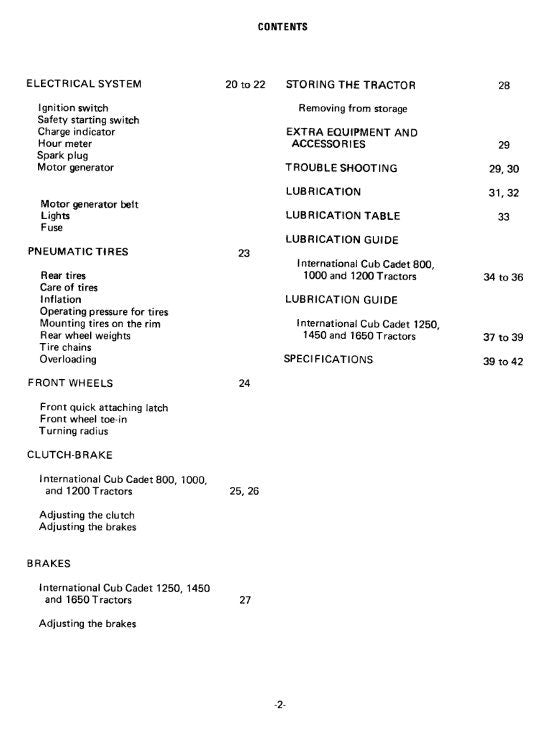 International - 800 1000 1200 1250 1450 1650 Tractor Operator Manual