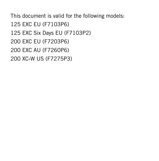 KTM 2016 - 125 200 EXC XC-W - Service Workshop Repair Manual