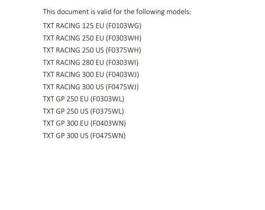 GasGas 2023 - TXT Racing Gp 125 250 280 300 - Service Workshop Repair Manual