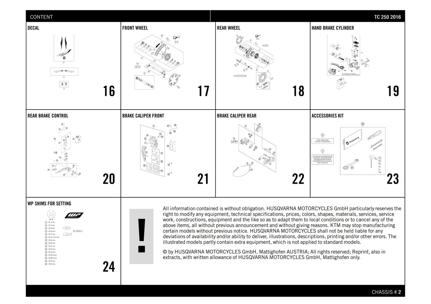 Husqvarna 2016 TC 250- Parts Manual Catalog
