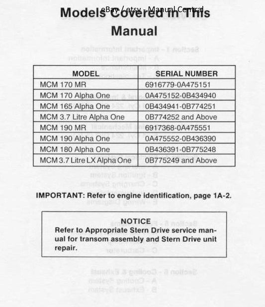 Mercury Mercruiser Service Manual 8 - Marine Engines - Mercury Marine 4 Cylinder