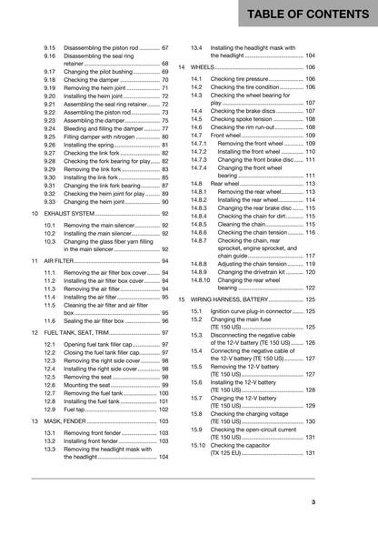 Husqvarna 2018 - TX 125 TE 150 - Workshop Service Repair Manual