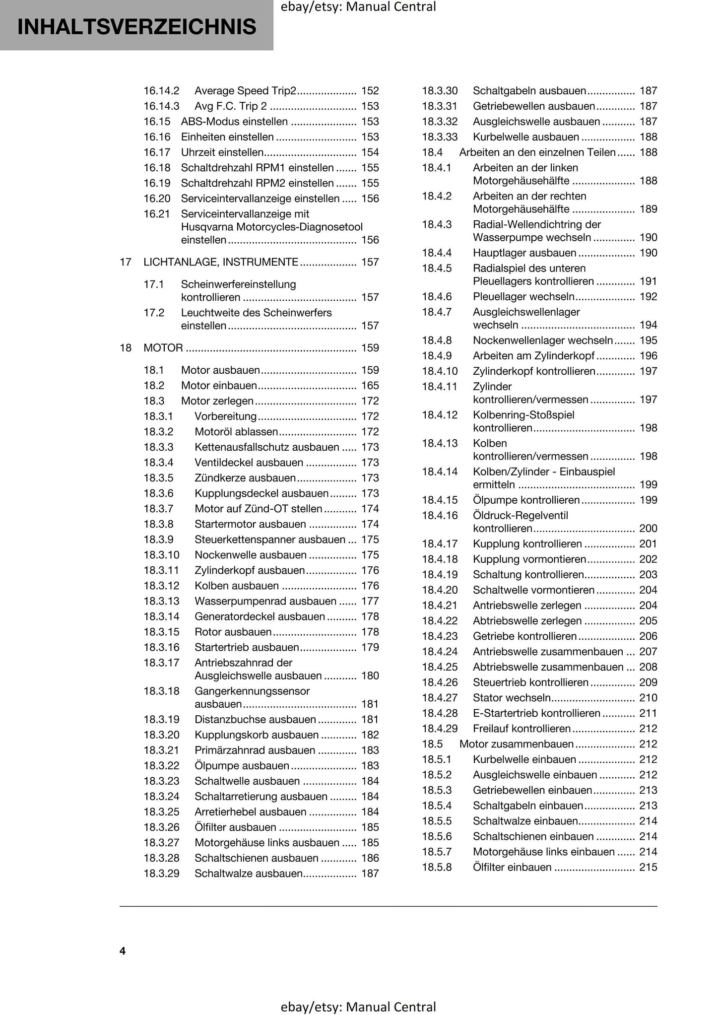 German Language - Husqvarna 2022 - Svartpilen 125- Reparaturanleitung
