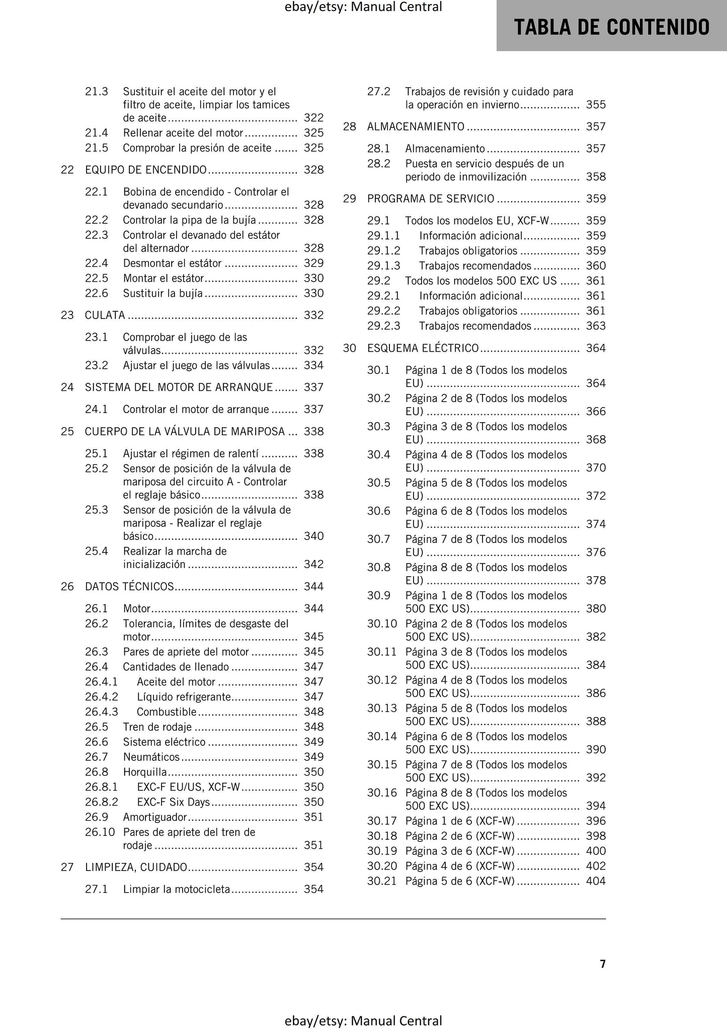 PDF - Spanish Language - KTM 2020 - 450 500 Exc-f Six Days Xcf-w - Manual de Reparacion