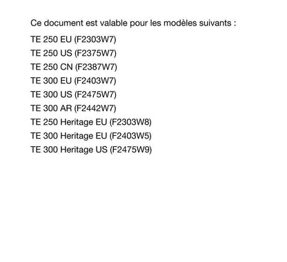 French Language - Husqvarna 2023 - TE 250 300 Heritage - Manuel De Reparation