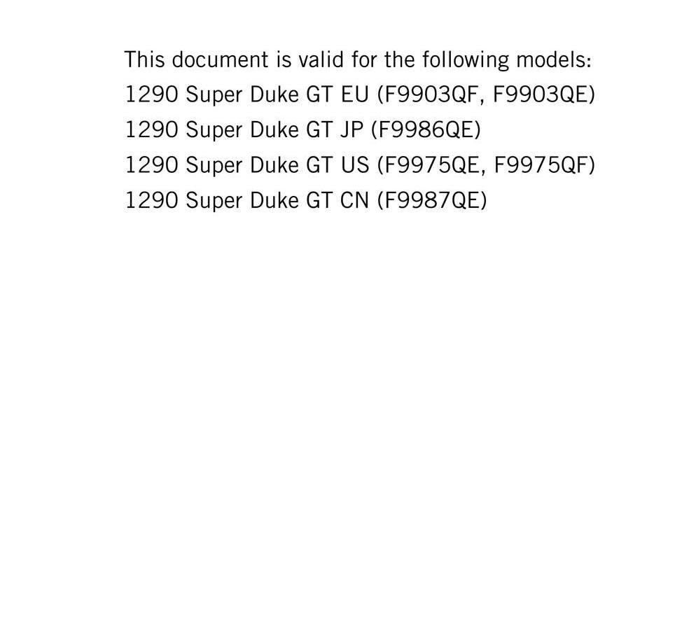 KTM 2017 - 1290 Super Duke GT - Service Workshop Repair Manual