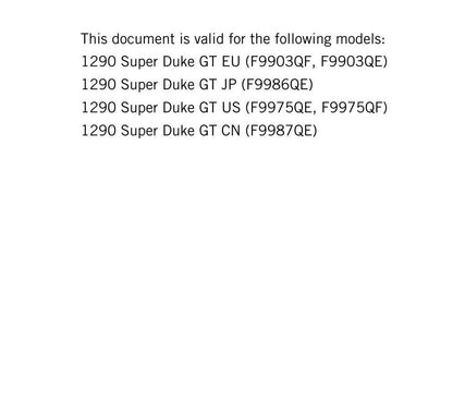 KTM 2017 - 1290 Super Duke GT - Service Workshop Repair Manual