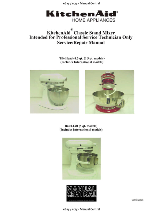 KitchenAid Kitchen Aid - Service Workshop Service Manual - Classic Stand Mixer