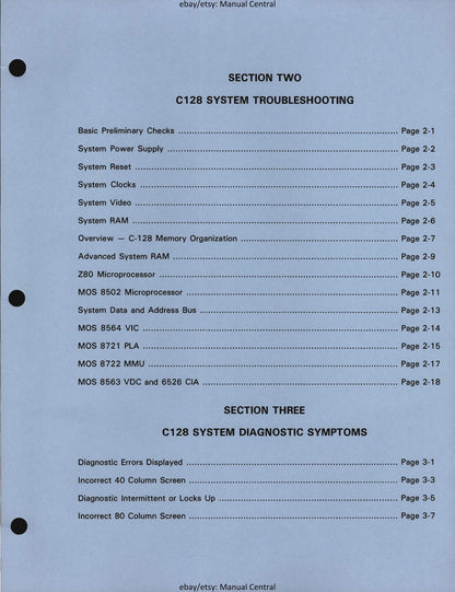 Commodore 128 - Diagnostic Instructions & Troubleshooting Manual