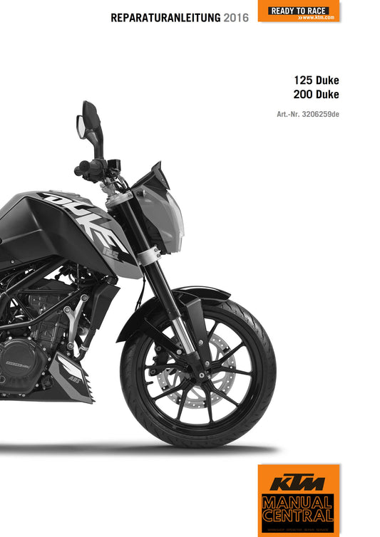 German Language - KTM 2016 - 125 200 Duke - Reparaturanleitung - Service Workshop Repair Manual