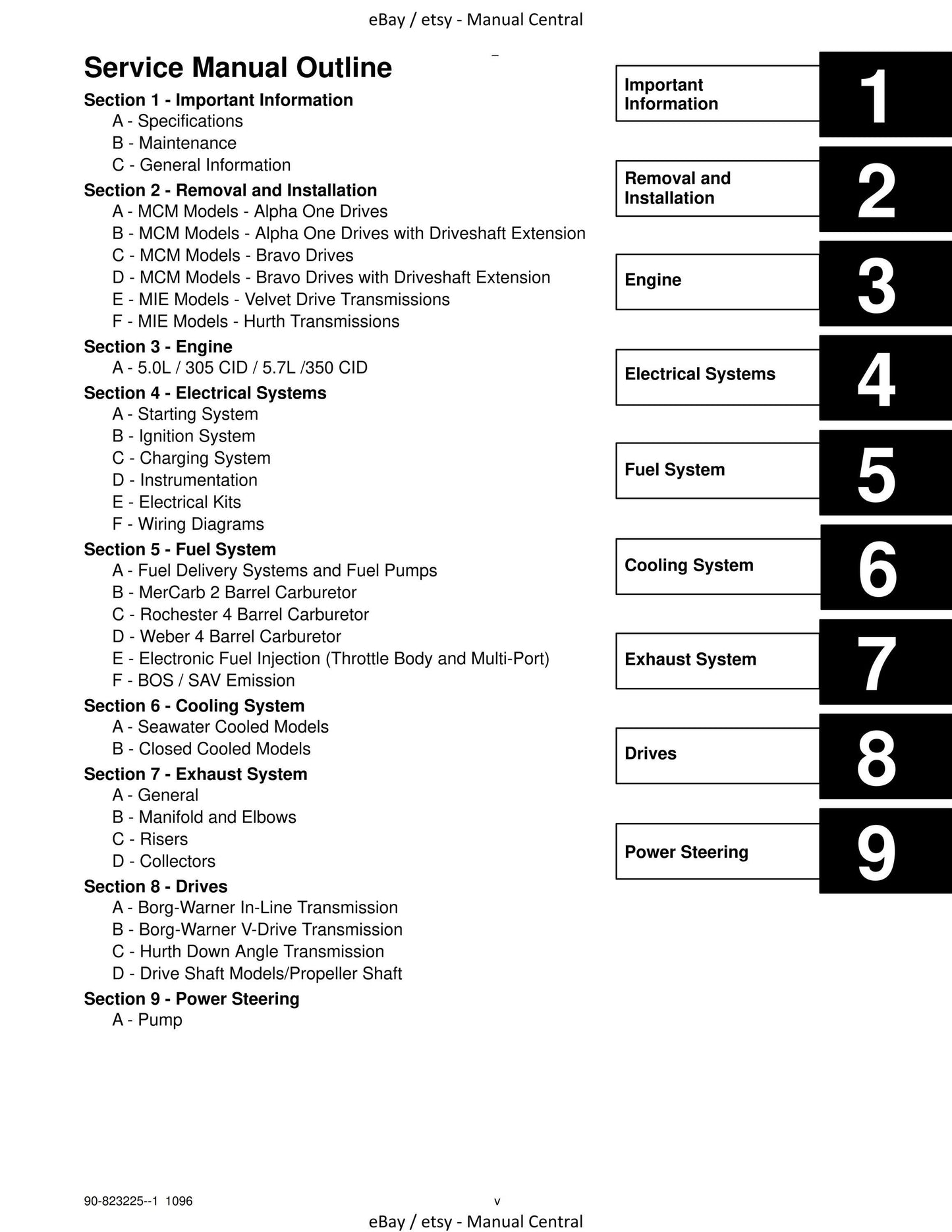Mercury Mercruiser Service Manual 17 - Marine Engines GM V-8 305 CID (5.0L) 350 CID (5.7L)
