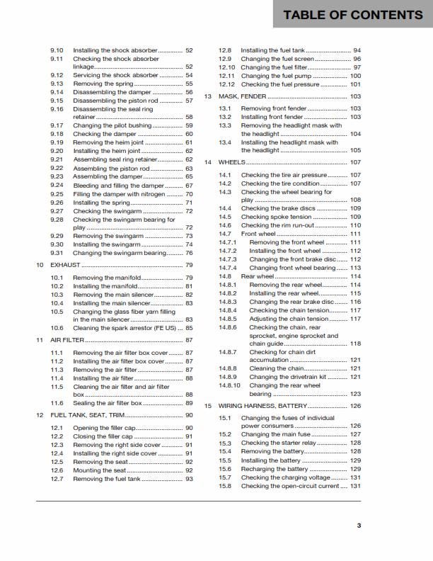 Husqvarna 2016 - FE 250 - Service Workshop Repair Manual