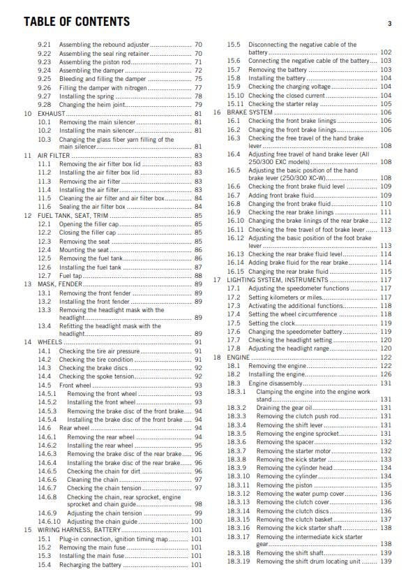 KTM 2013 - 250 300 Exc Six Days Xc-w - Workshop Service Repair Manuals
