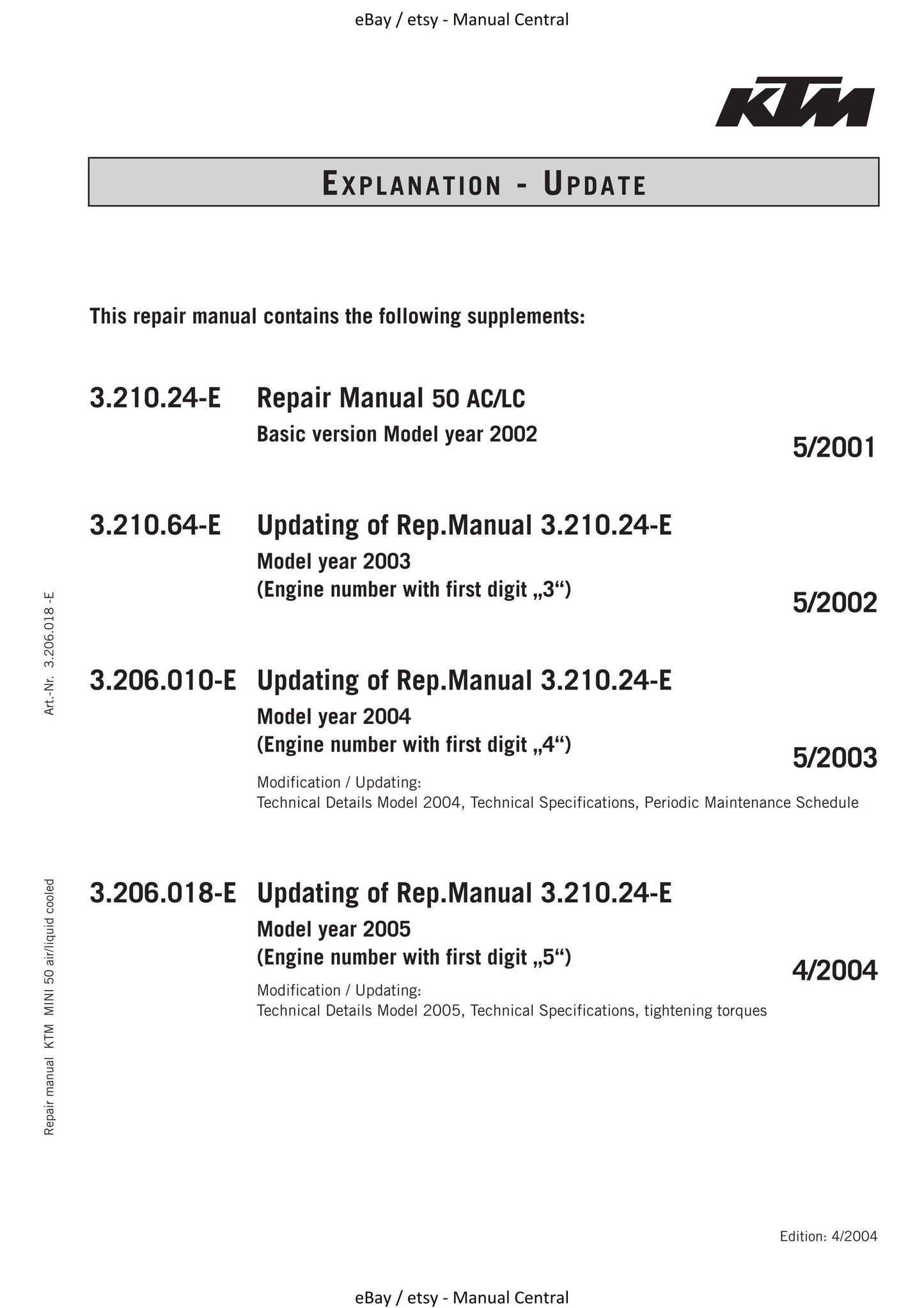 KTM 2002 To 2005 - 50 AC LC - Engine Service Workshop Repair Manual